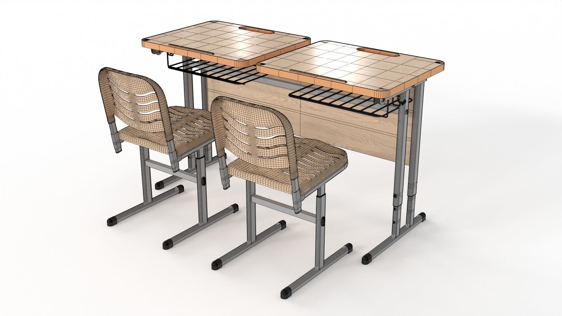 Double Scool Table 3D model_12