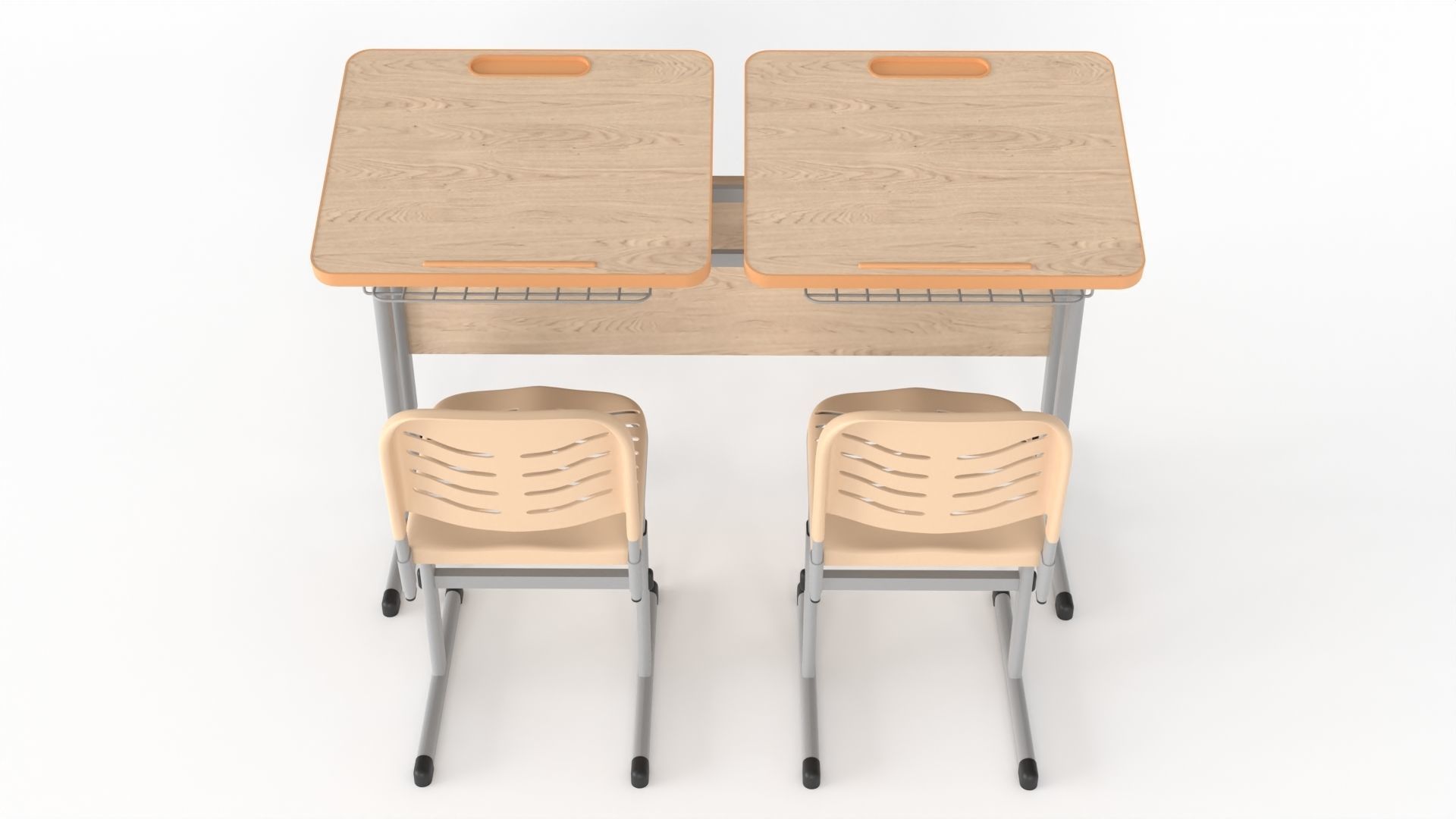 Double Scool Table 3D model_6