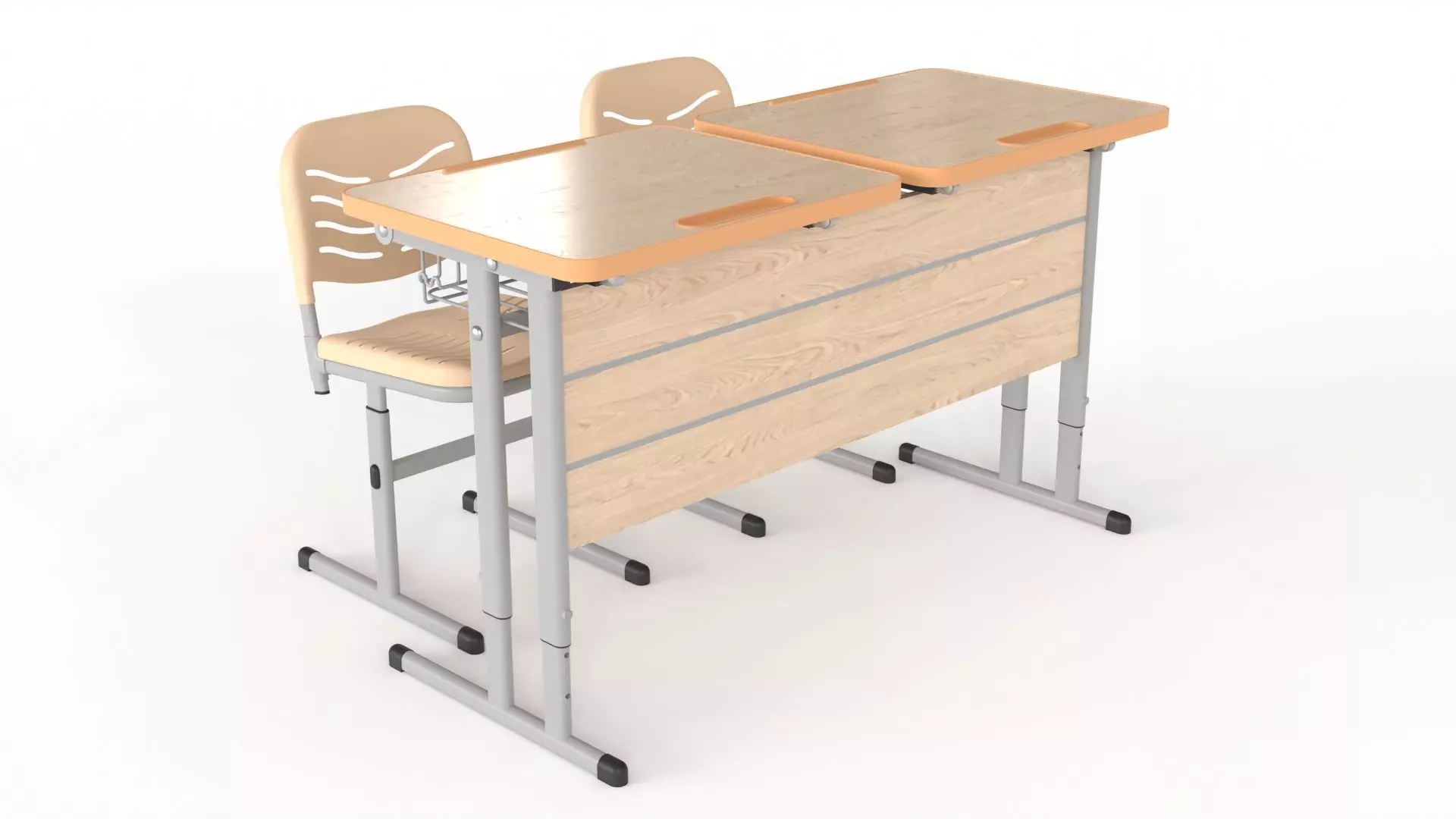 Double Scool Table 3D model_0