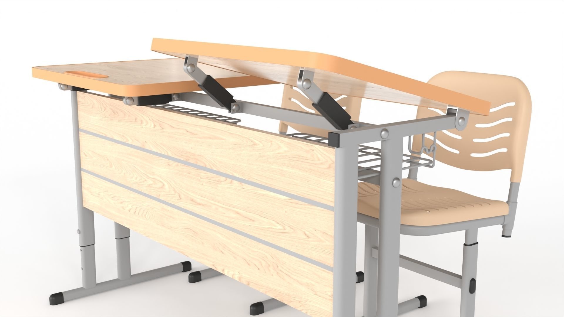 Double Scool Table 3D model_4