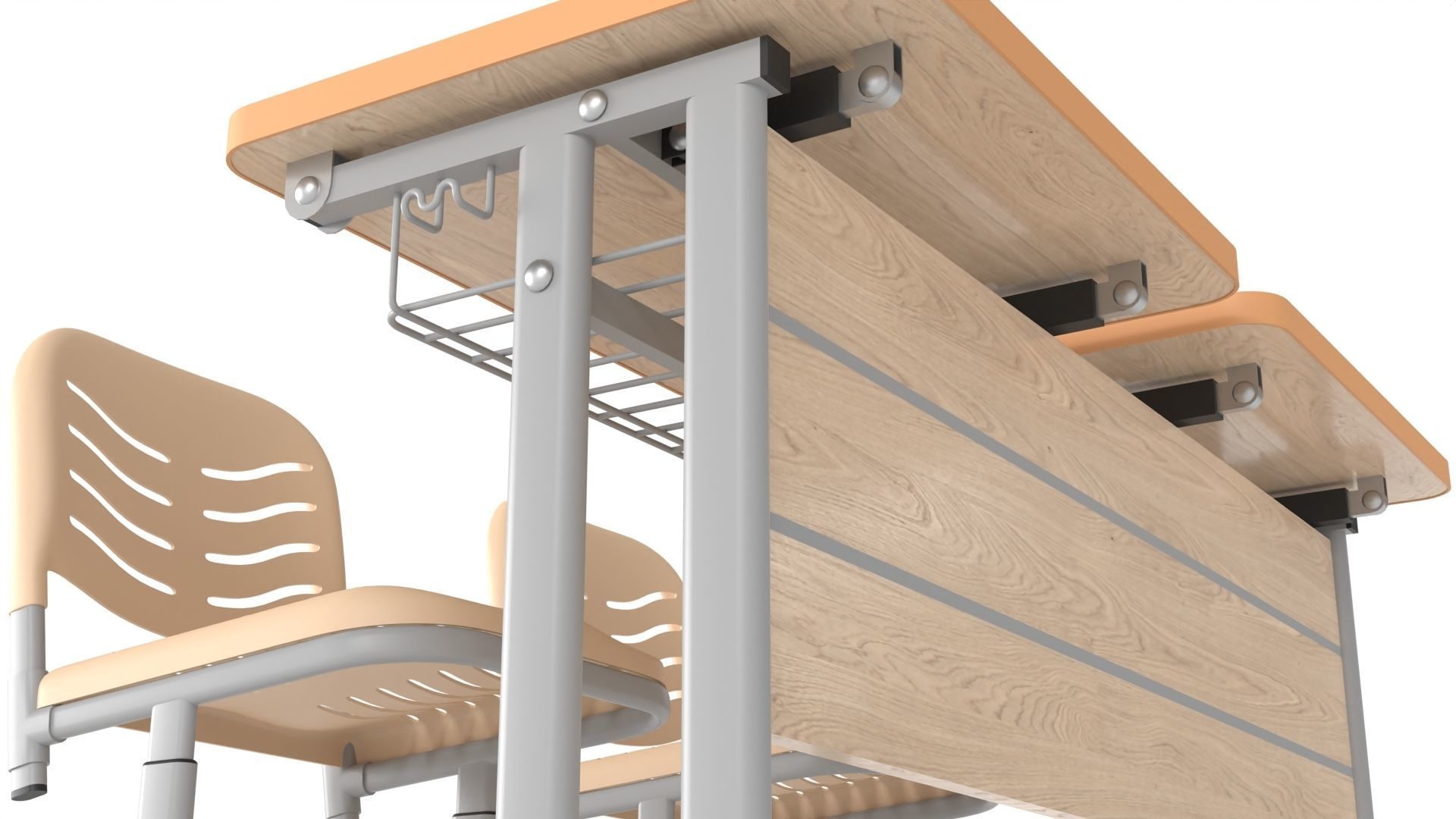 Double Scool Table 3D model_9