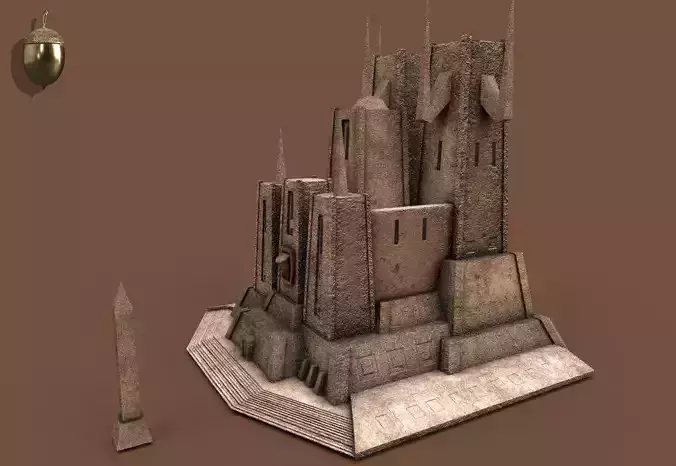 Ancient Desert Fortress - Low Poly Architecture