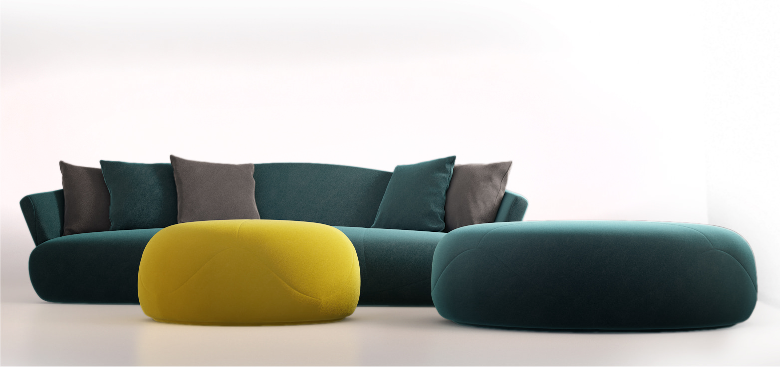 Giorgetti SOLEMYIDAE sofa and pouff  3D model_1