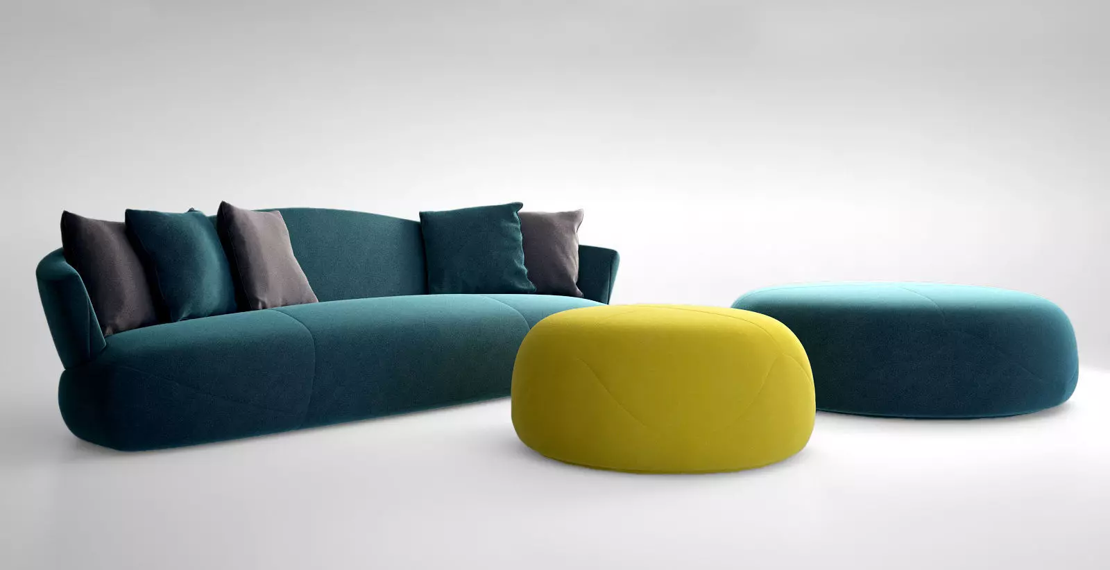Giorgetti SOLEMYIDAE sofa and pouff  3D model_0