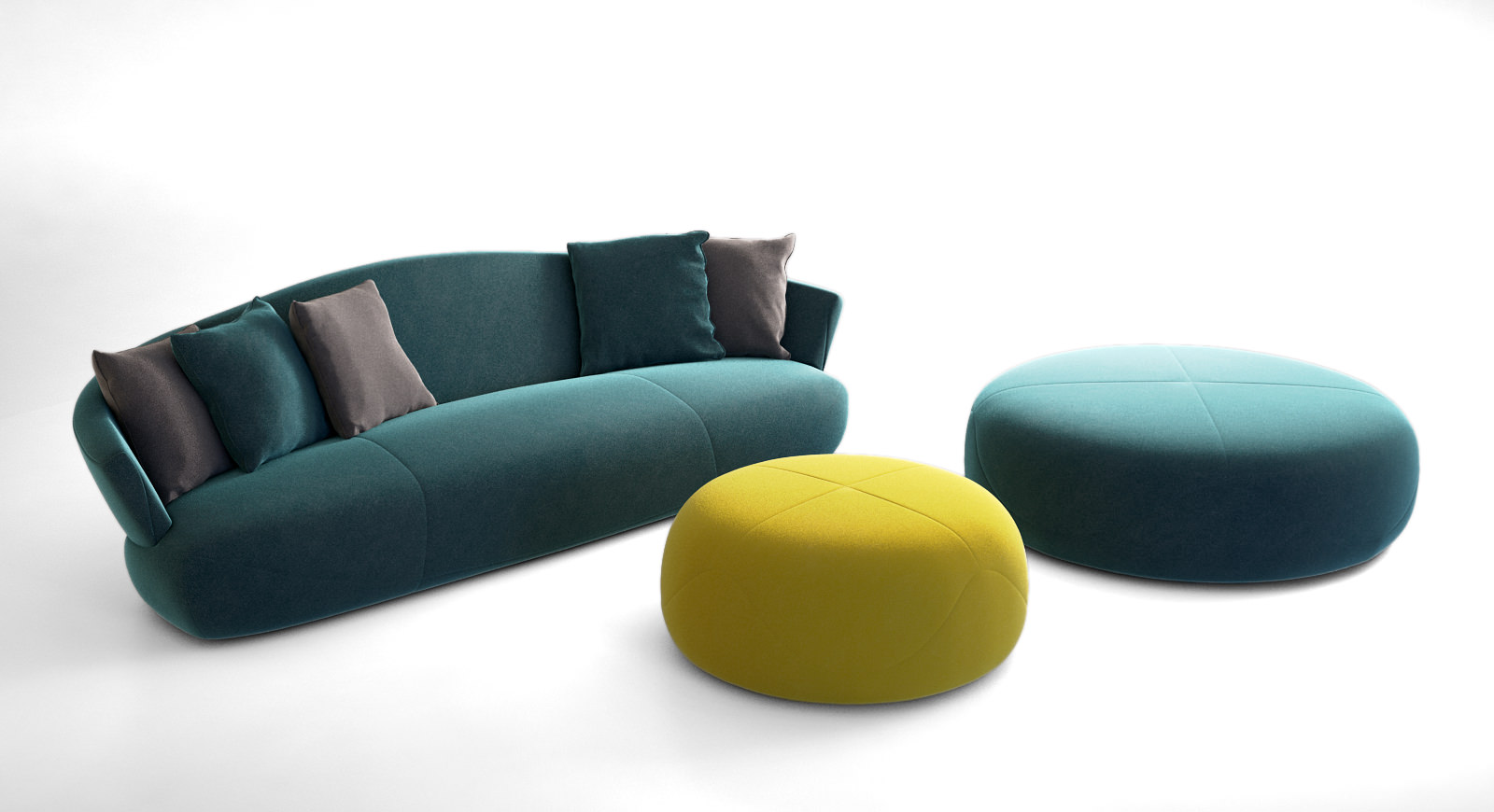 Giorgetti SOLEMYIDAE sofa and pouff  3D model_4