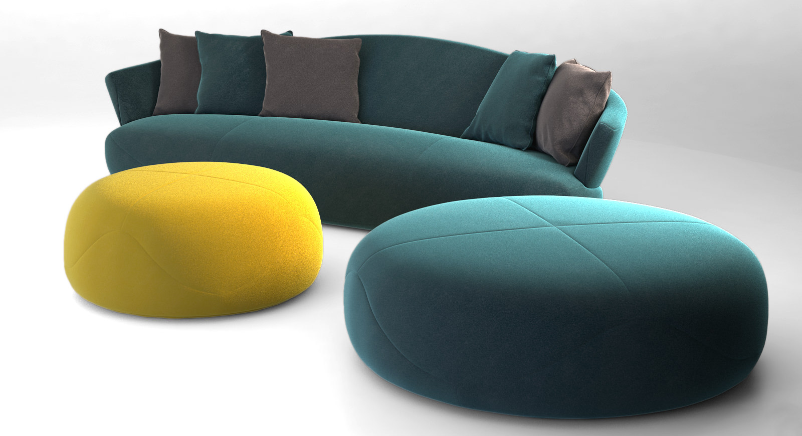 Giorgetti SOLEMYIDAE sofa and pouff  3D model_2