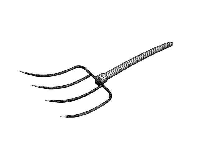 hayfork garden fork Low-poly 3D model_4