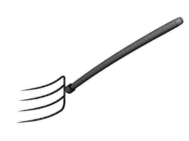 hayfork garden fork Low-poly 3D model_3