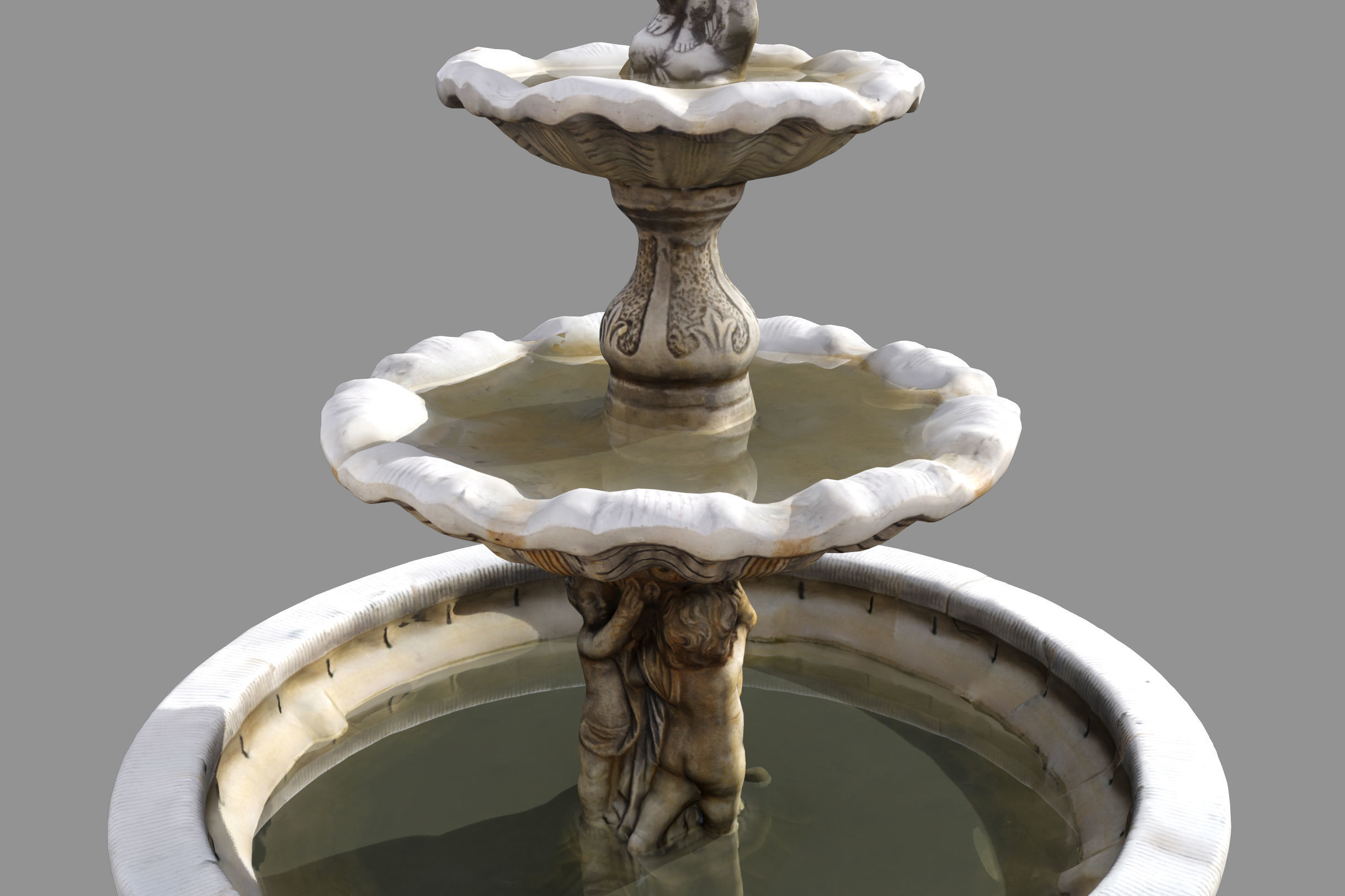 ancient old Italian fountain Low-poly 3D model_4