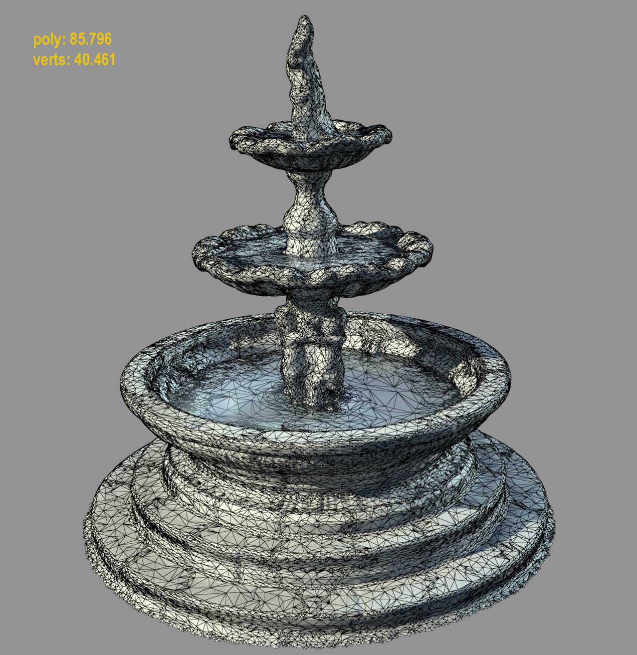 ancient old Italian fountain Low-poly 3D model_5