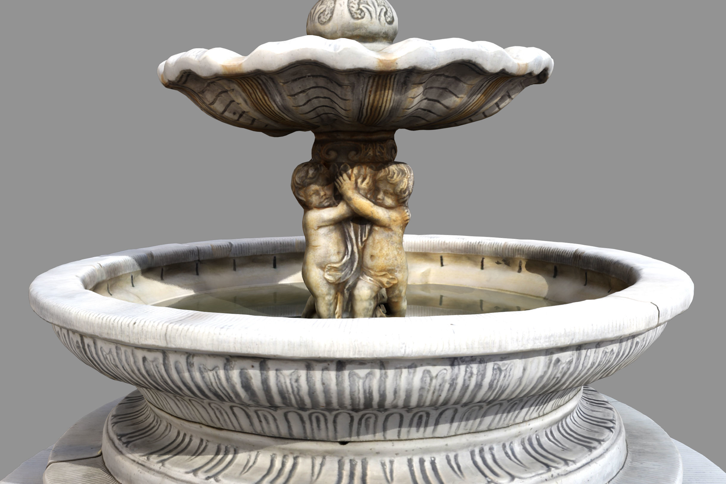 ancient old Italian fountain Low-poly 3D model_1