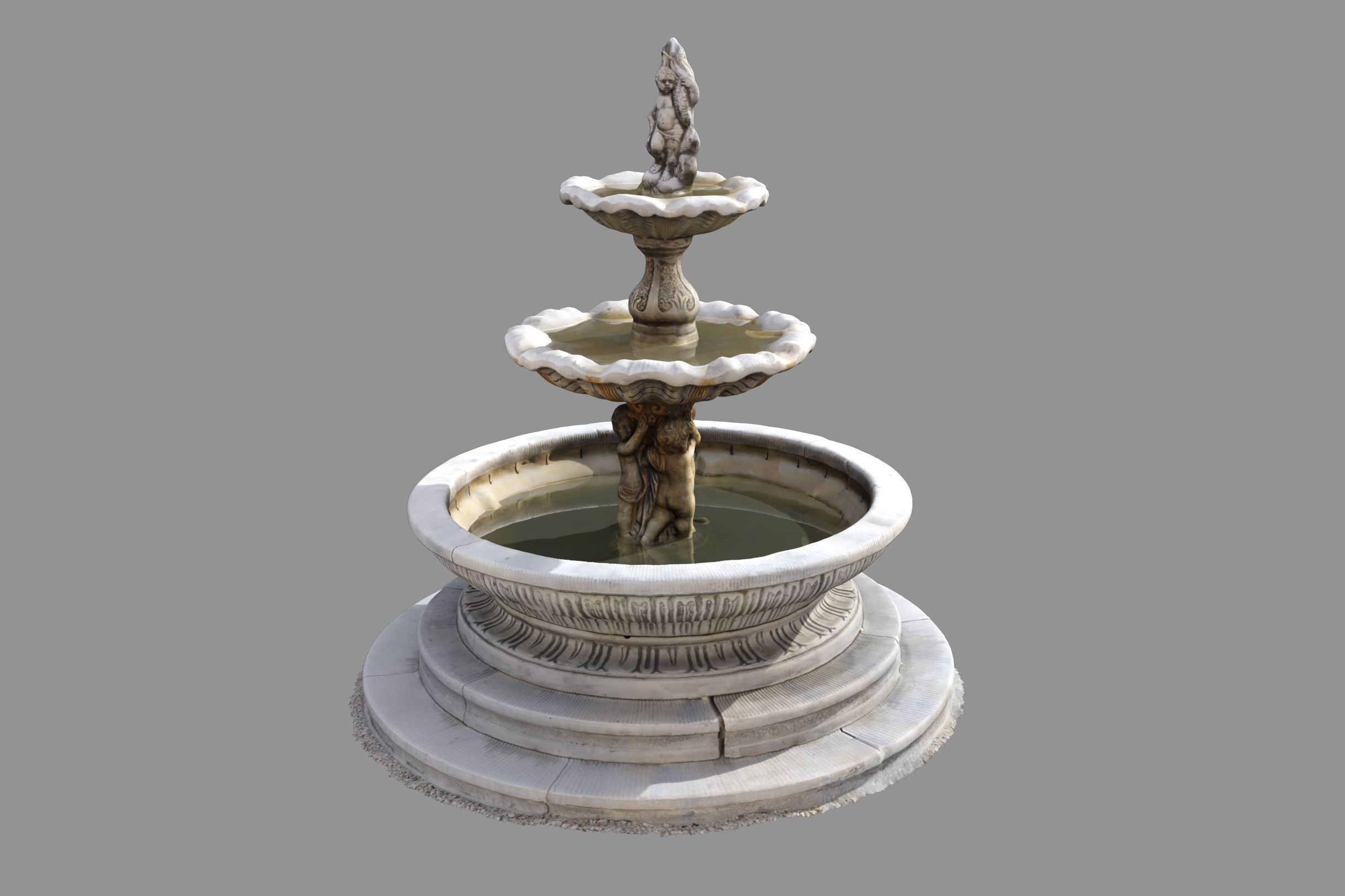 ancient old Italian fountain Low-poly 3D model_3