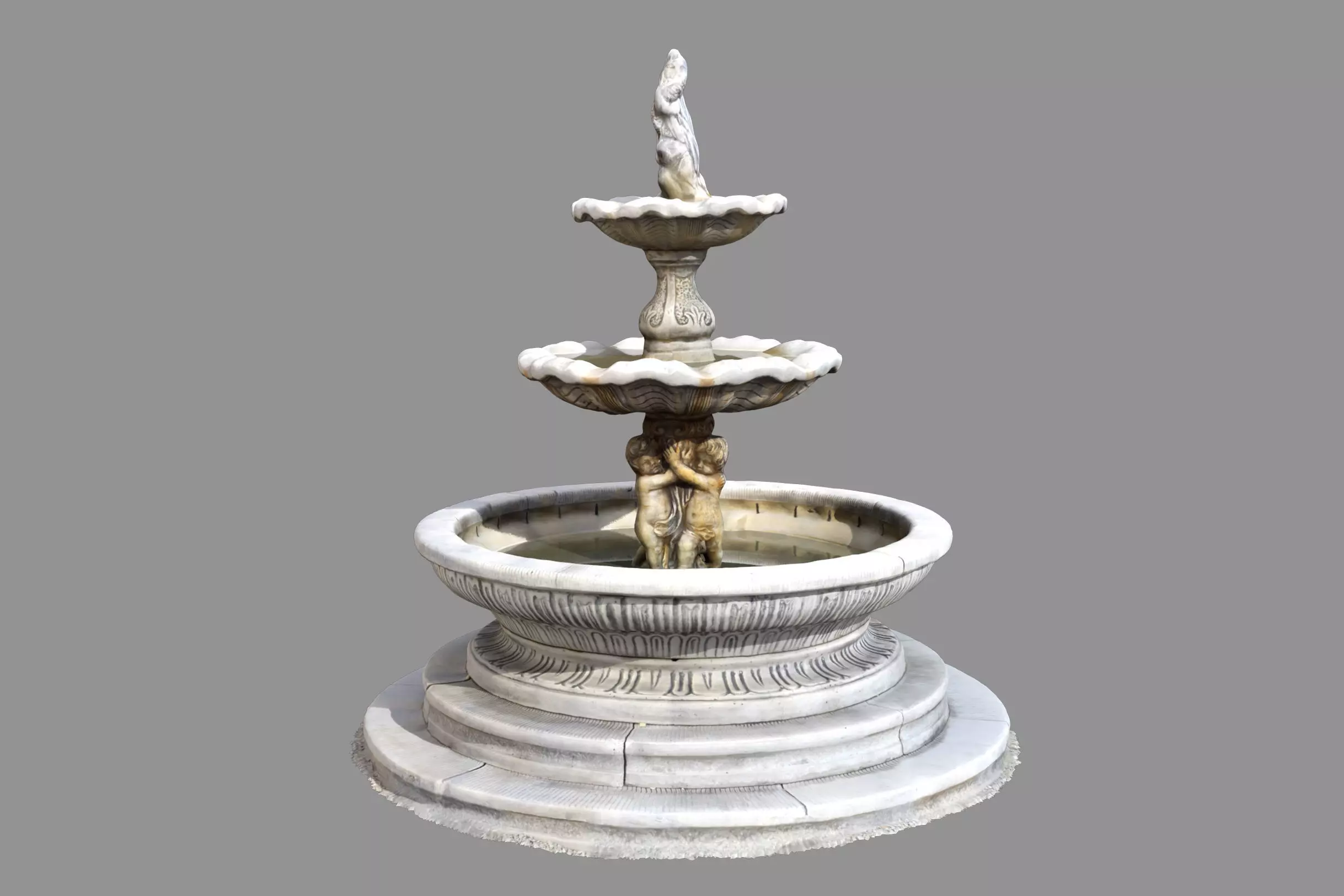 ancient old Italian fountain Low-poly 3D model_0