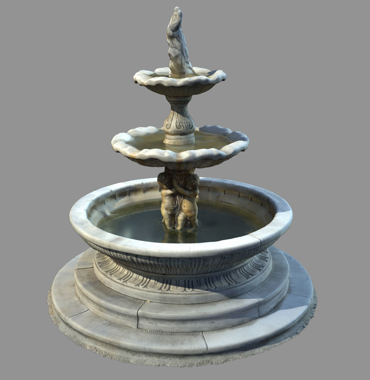 ancient old Italian fountain Low-poly 3D model_7
