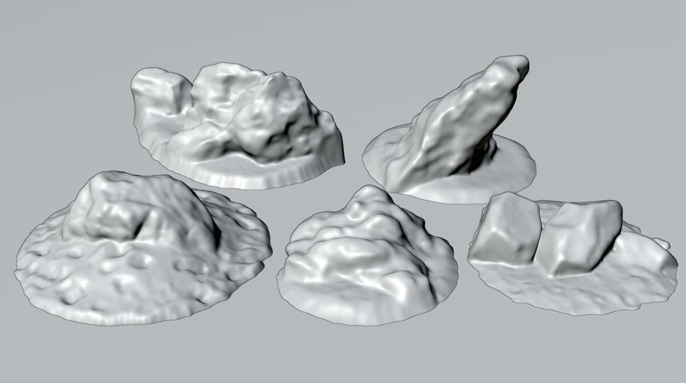 Beach Rocks - 5 Photo-Scanned - Clean Mesh - 4k PBR 5 Level LOD Low-poly 3D model_4