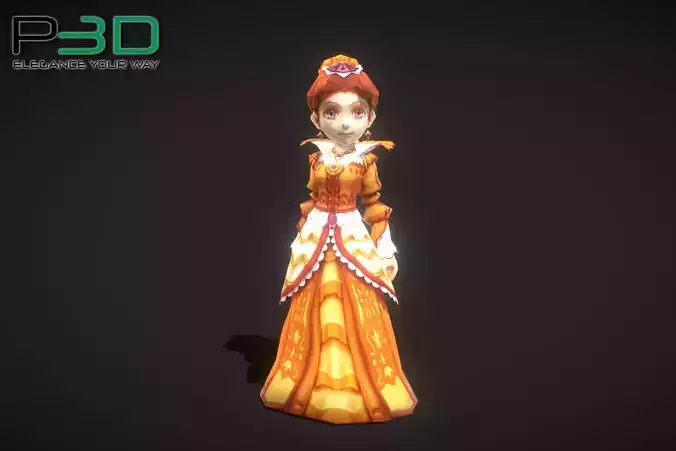 Fantasy RPG Queen Low-poly 3D model