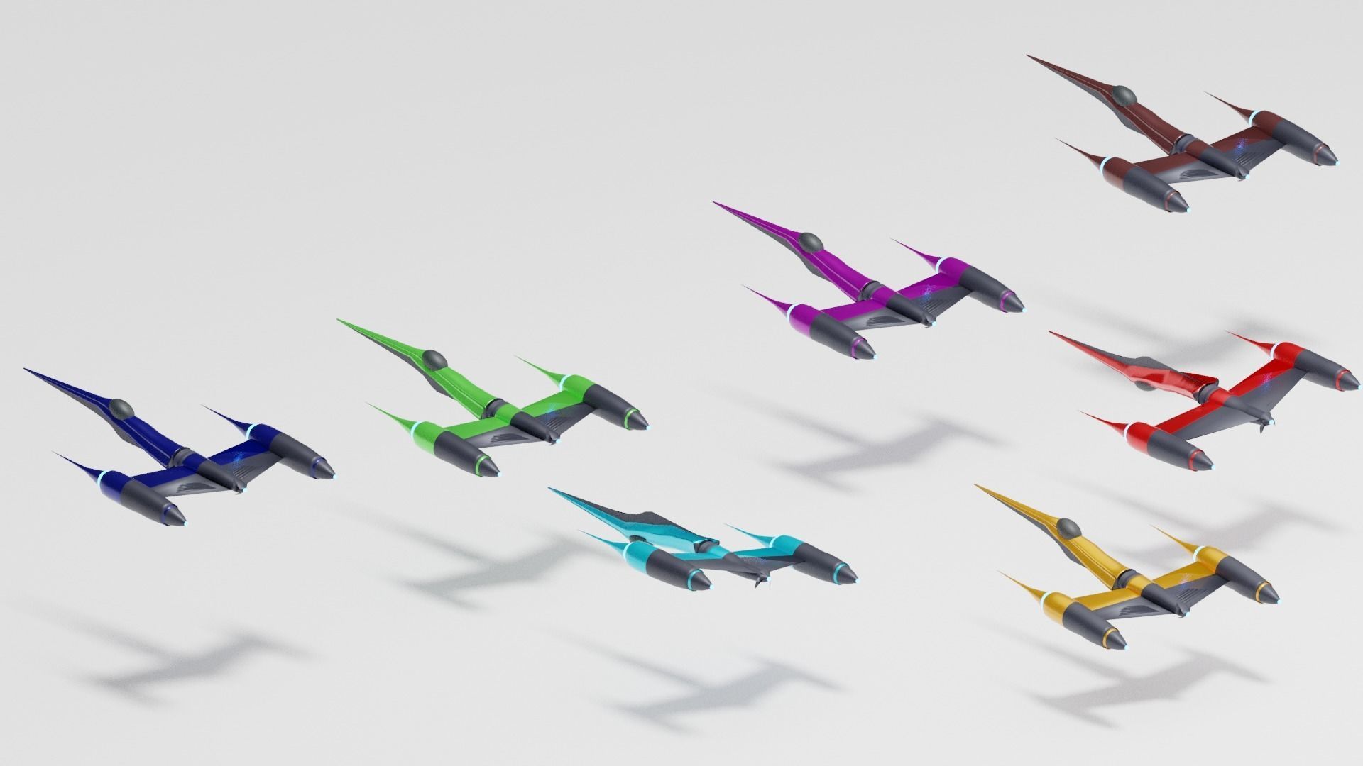 Space fighters I Spaceships I Spacecrafts Low-poly 3D model_3