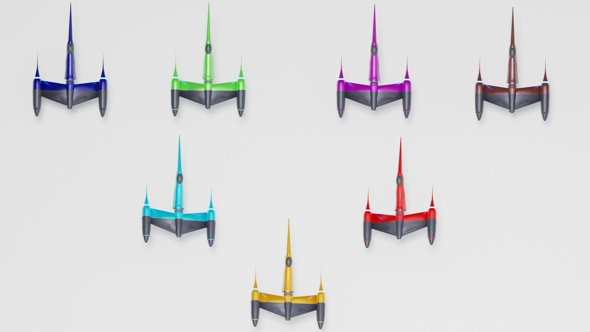 Space fighters I Spaceships I Spacecrafts Low-poly 3D model_5