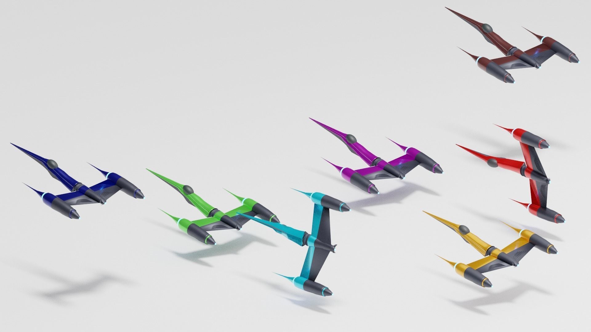 Space fighters I Spaceships I Spacecrafts Low-poly 3D model_2