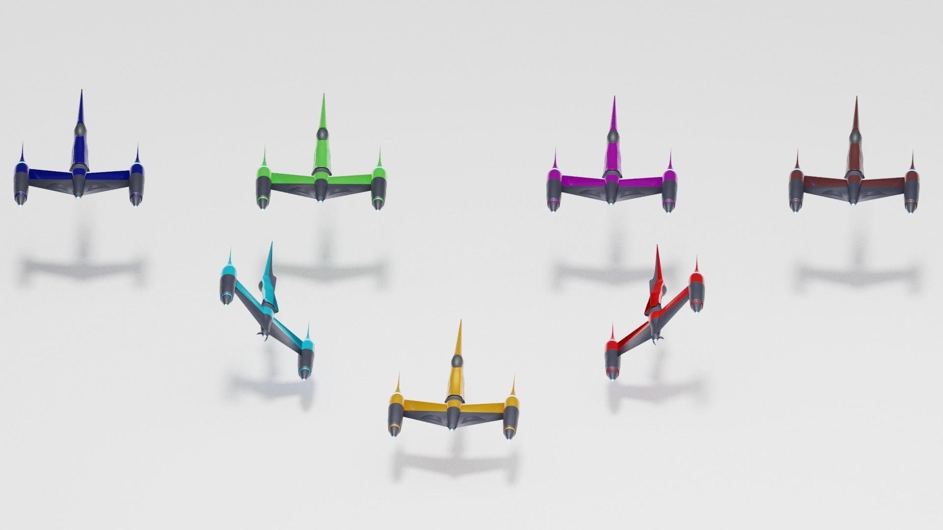 Space fighters I Spaceships I Spacecrafts Low-poly 3D model_4