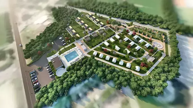 camping resort  master plan conceptual design 3d model Low-poly 3D model