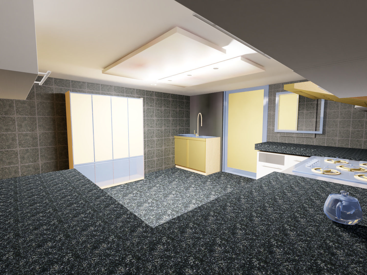 living hall with kitchen 2020 3D model_1