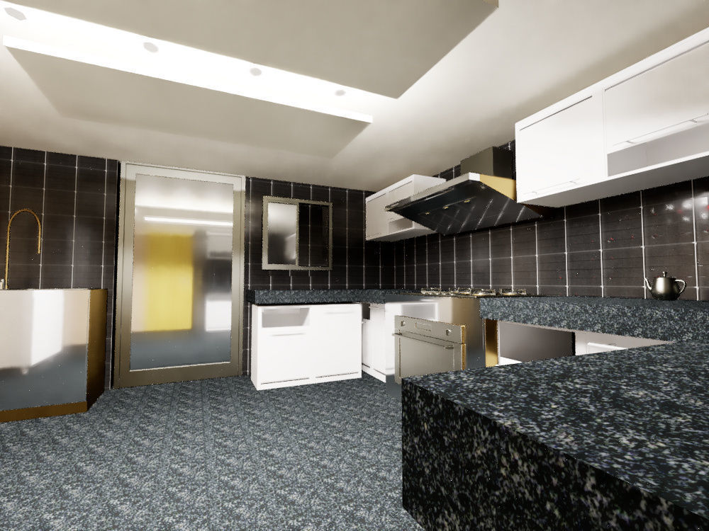 living hall with kitchen 2020 3D model_3