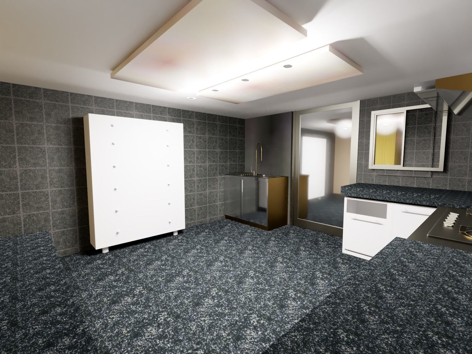 living hall with kitchen 2020 3D model_2