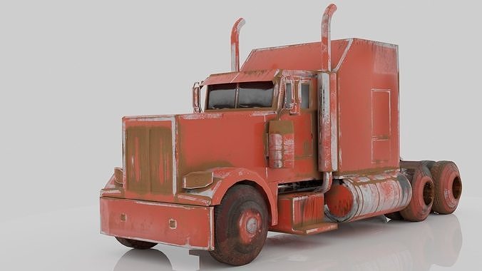Low Poly Old Peterbilt  Free low-poly 3D model