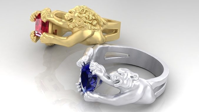 Rings with Lion and tigers 3D print model