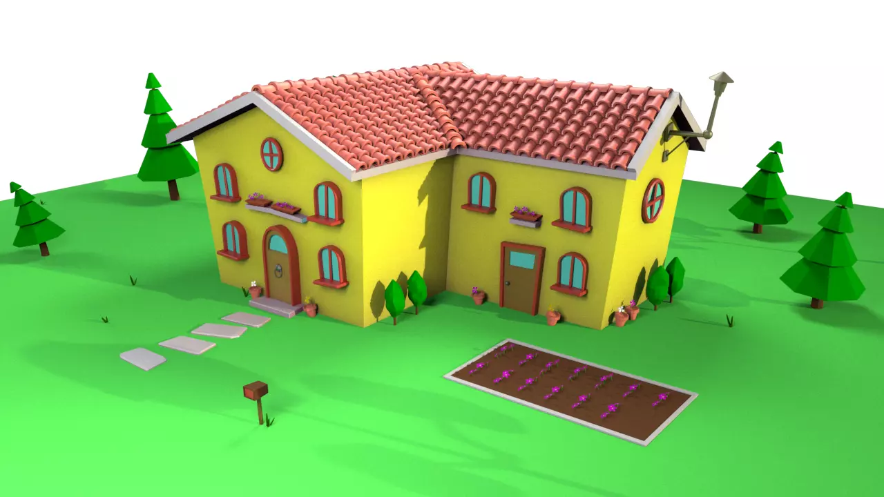 Cartoon house 2 3D model_0