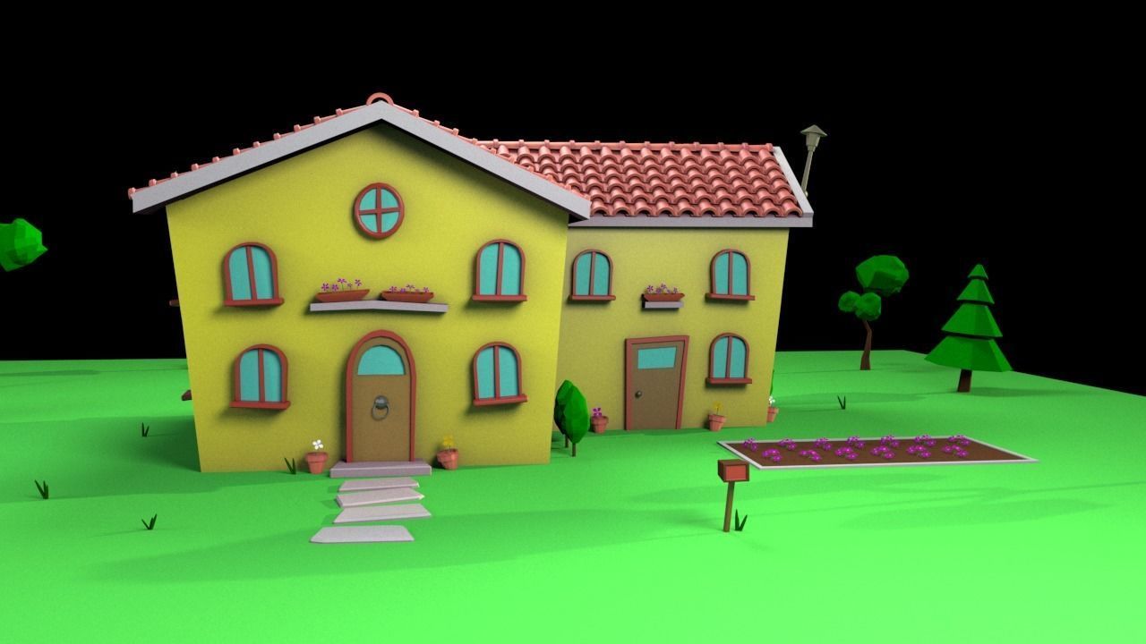 Cartoon house 2 3D model_2