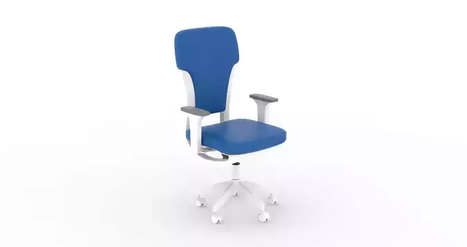 Blue and White Color Headscale Official Chair 3D model