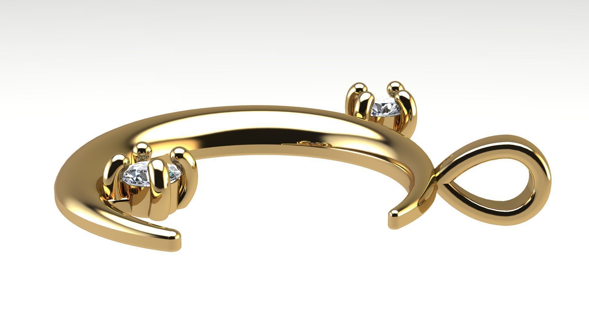 Moon Pendant with Diamonds 3D print model_4