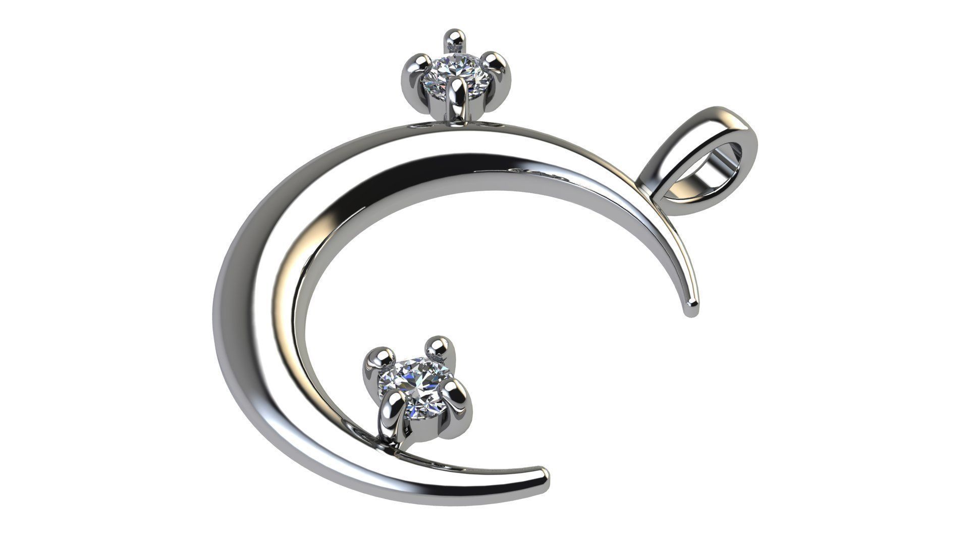 Moon Pendant with Diamonds 3D print model_8