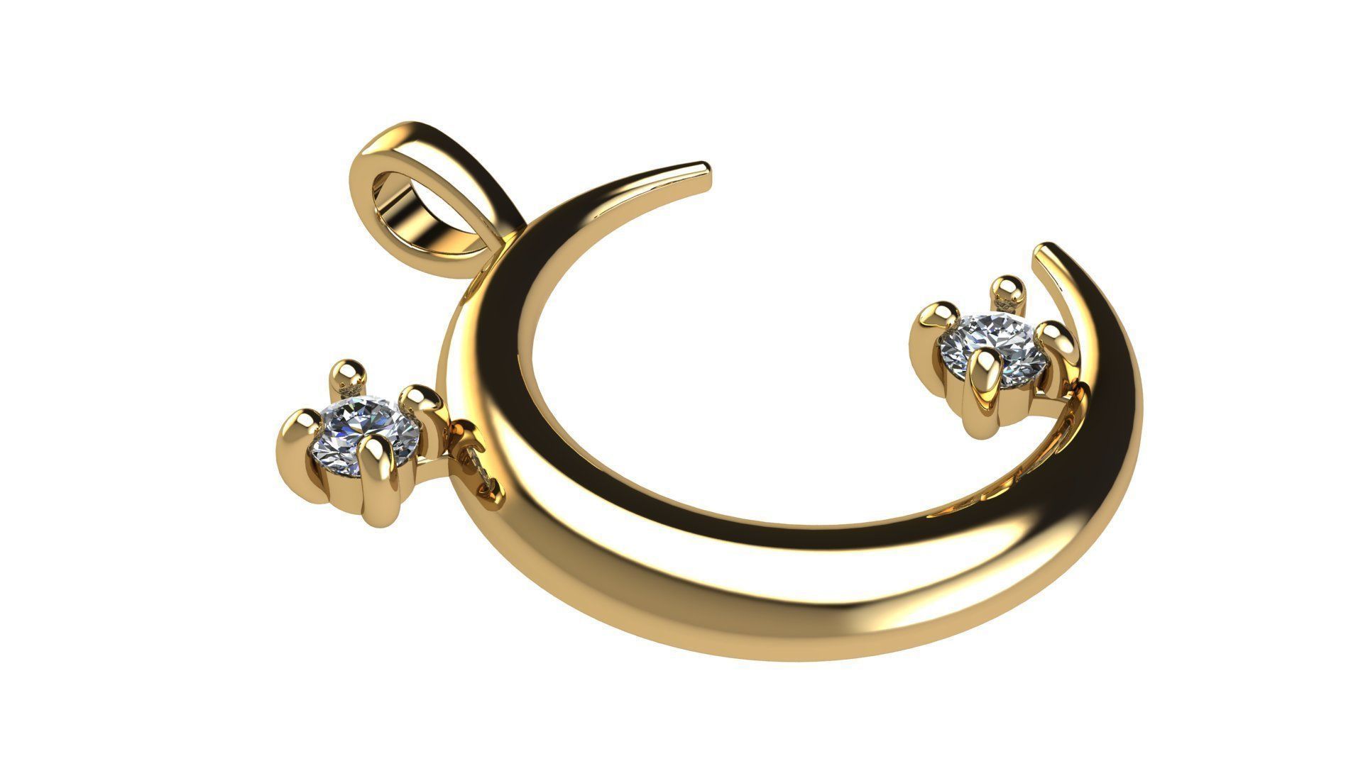 Moon Pendant with Diamonds 3D print model_2