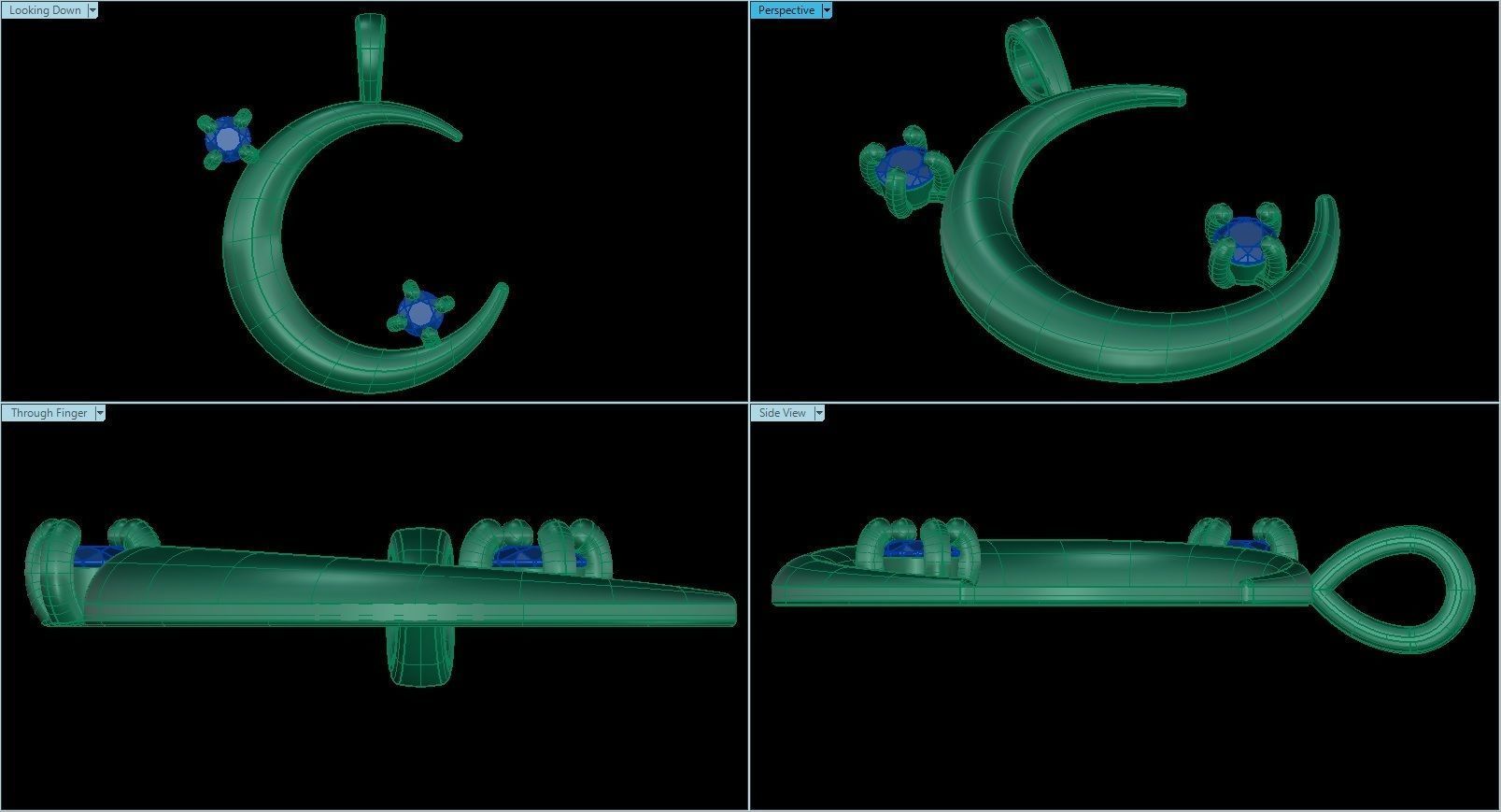 Moon Pendant with Diamonds 3D print model_1