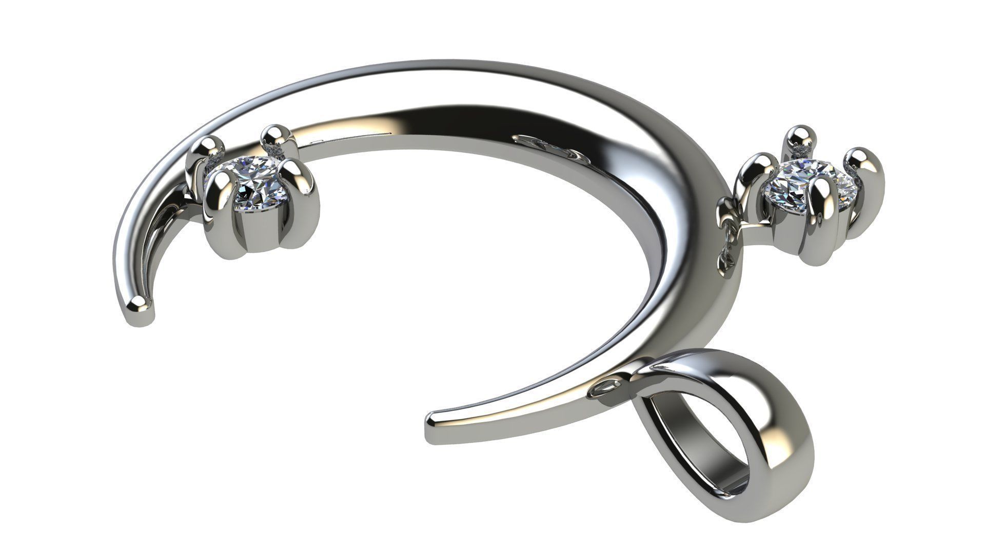 Moon Pendant with Diamonds 3D print model_9