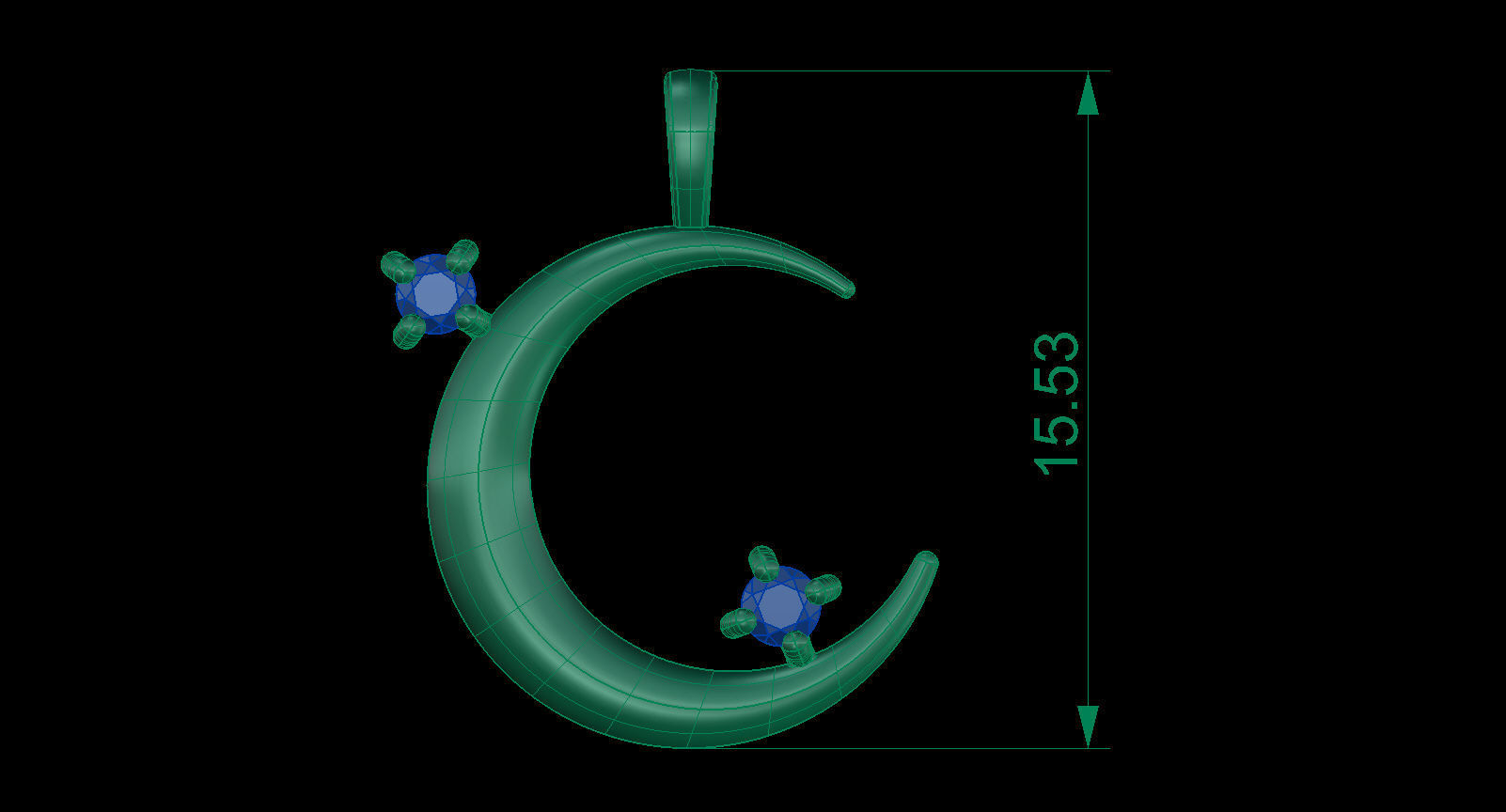 Moon Pendant with Diamonds 3D print model_11