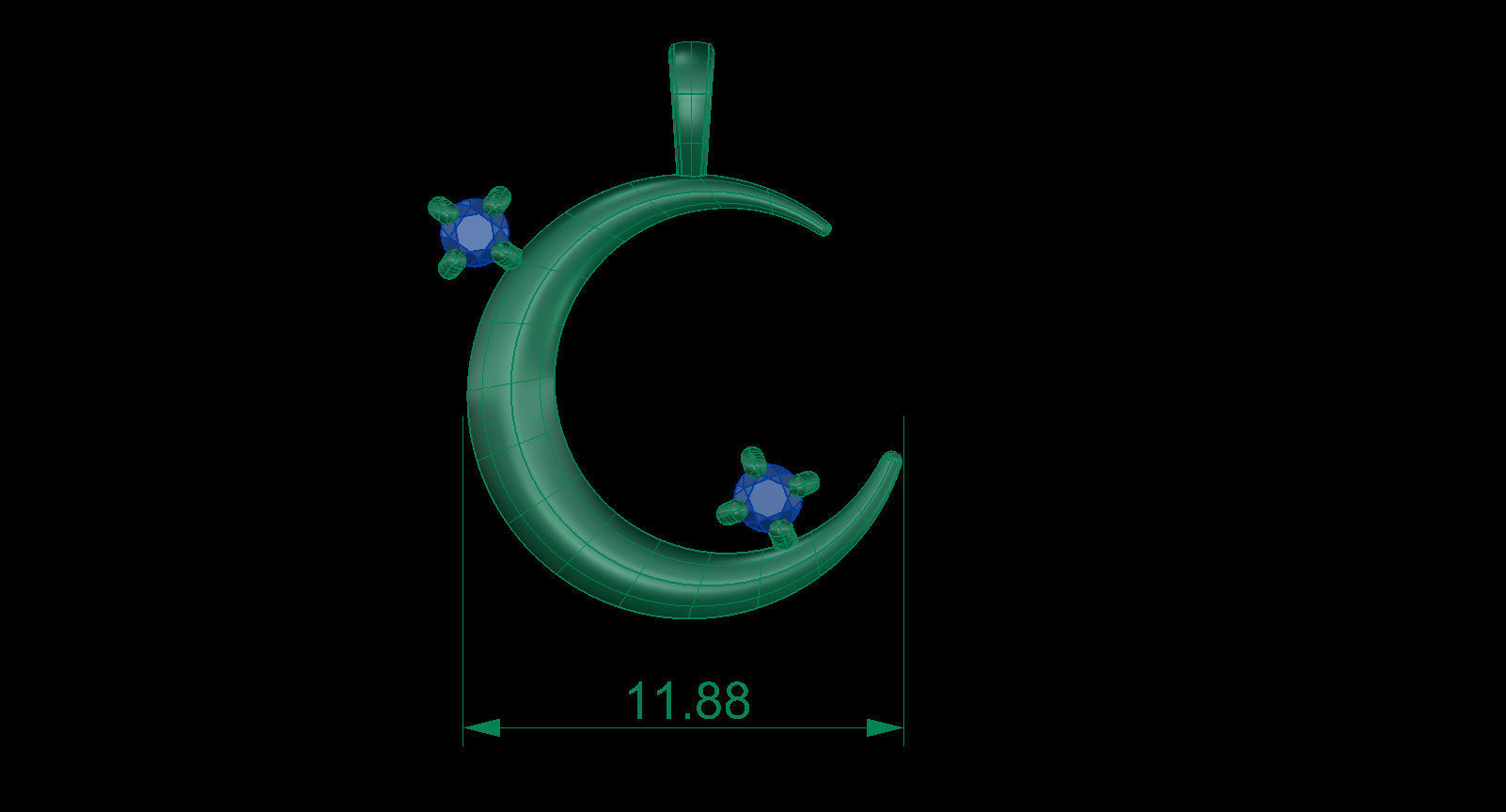 Moon Pendant with Diamonds 3D print model_10