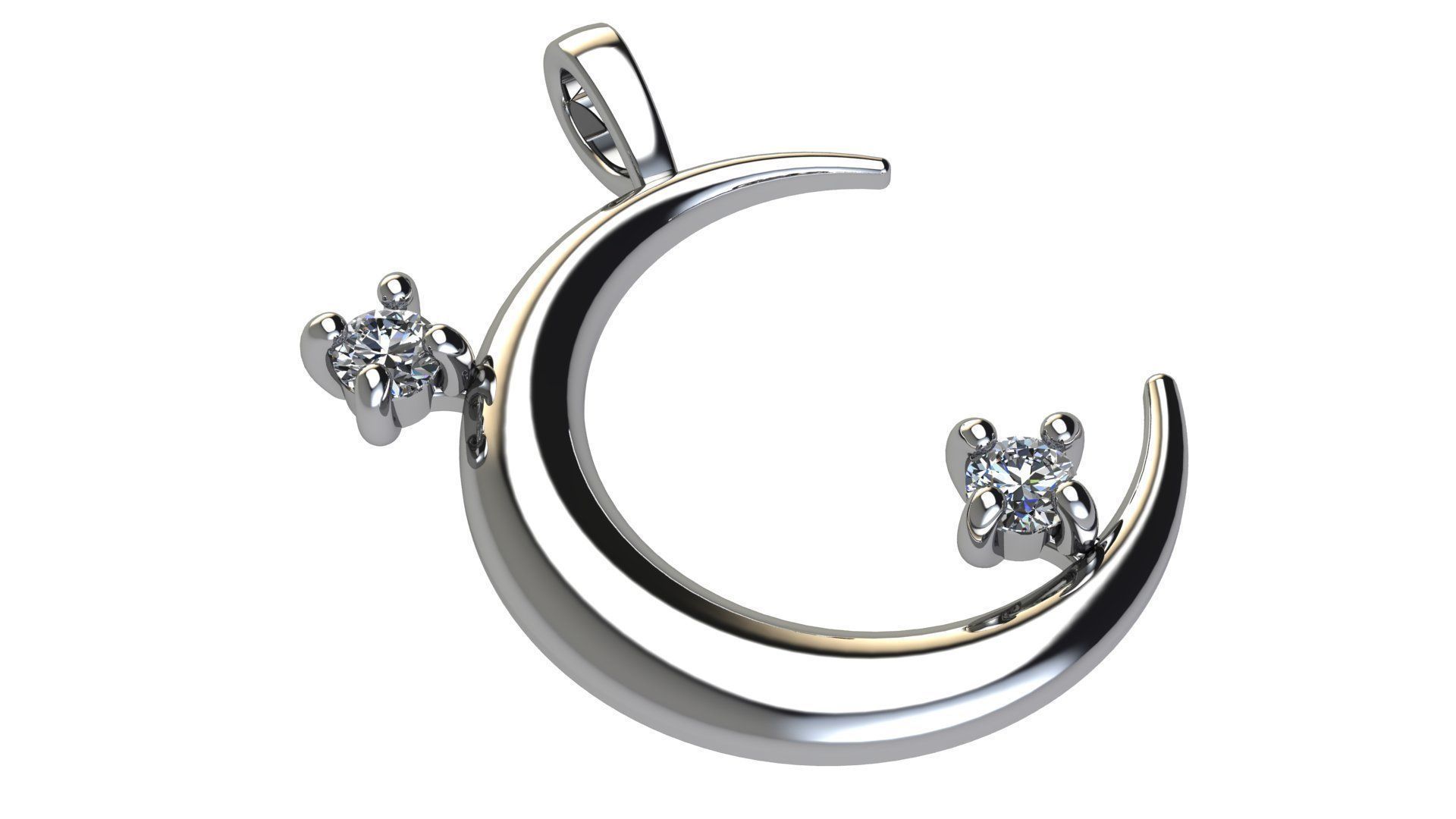 Moon Pendant with Diamonds 3D print model_7