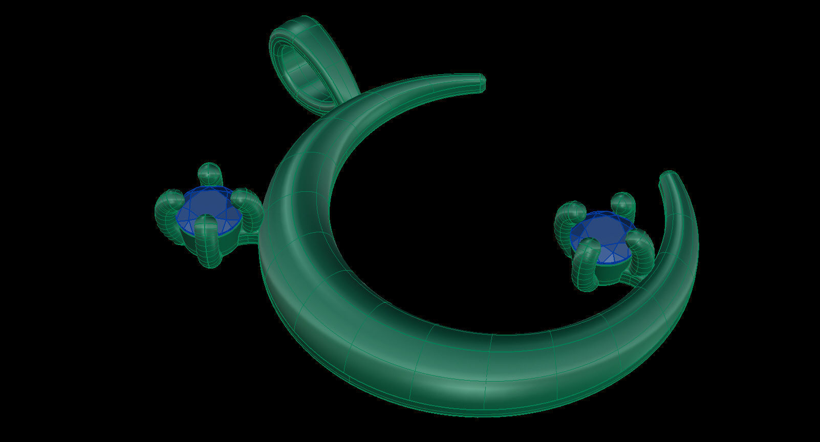 Moon Pendant with Diamonds 3D print model_12