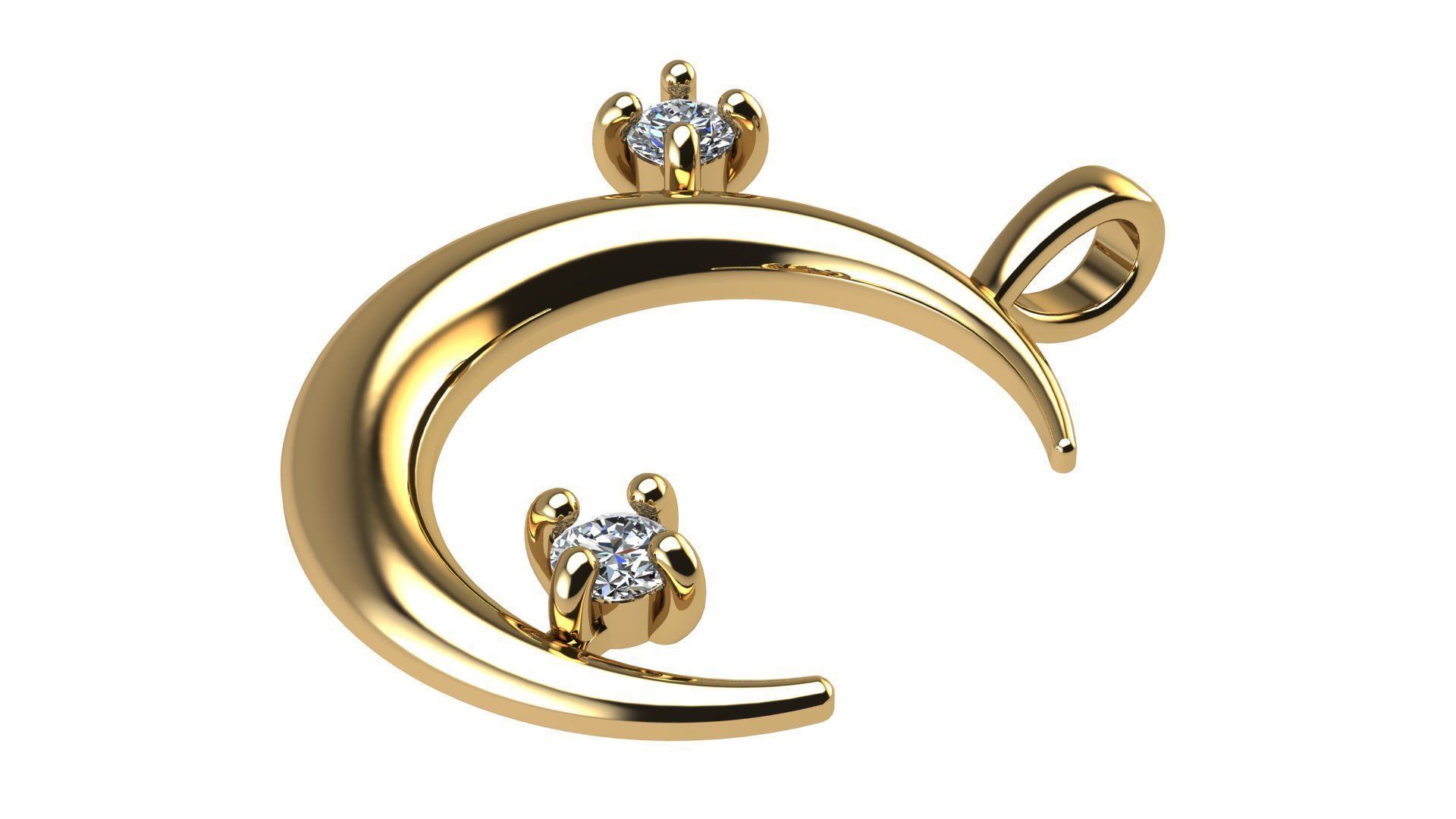 Moon Pendant with Diamonds 3D print model_3