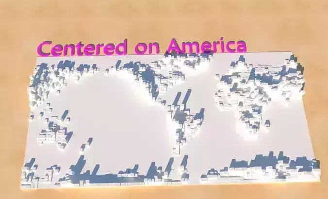Masaige world map with altitude Centered on America 3D model