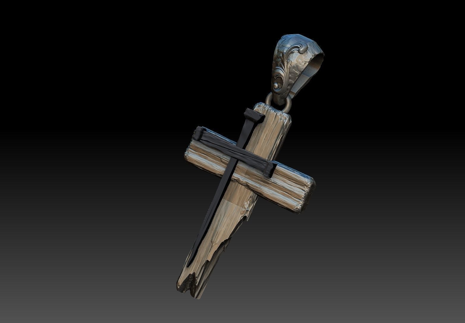 jesus cross pendant medallion bas relief 3D print model 3D print model_8