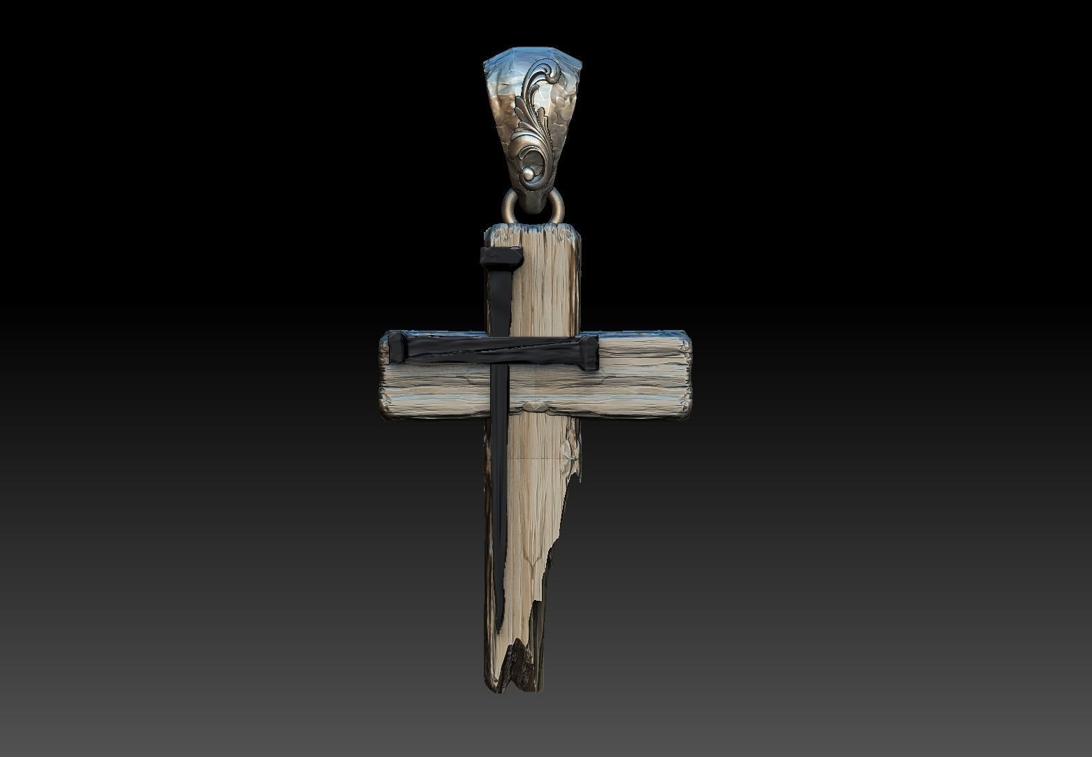 jesus cross pendant medallion bas relief 3D print model 3D print model_7