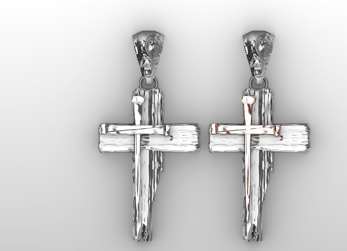 jesus cross pendant medallion bas relief 3D print model 3D print model_4