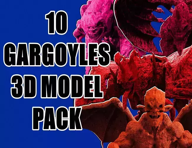 10 Gargoyles 3D Model Pack