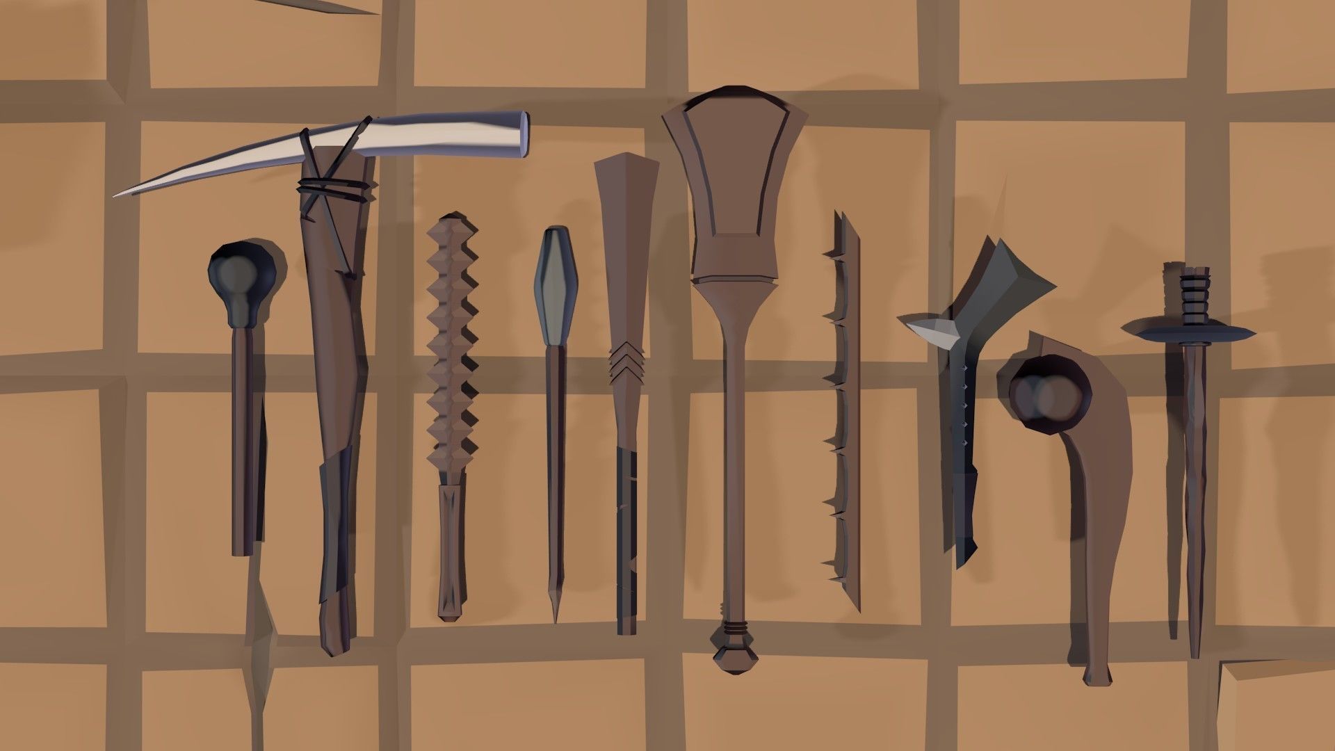 50 Low Poly Bludgeons Low-poly 3D model_2