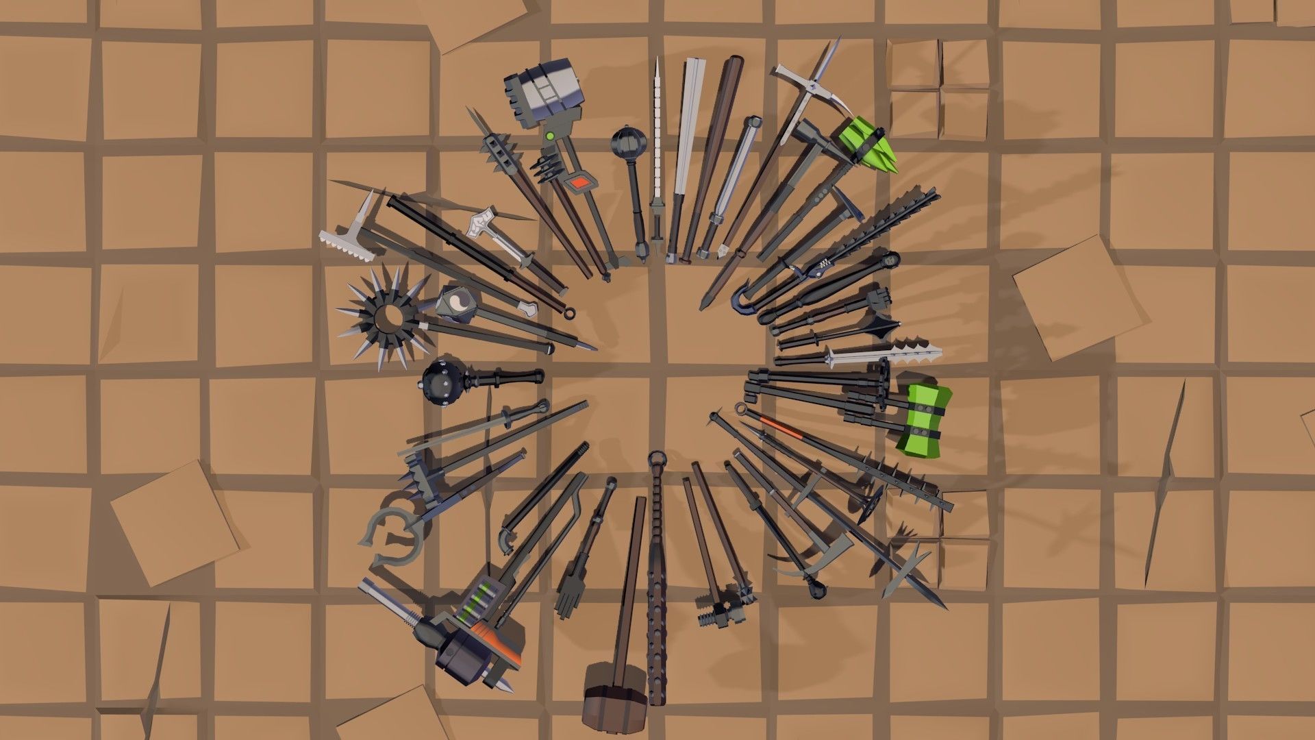 50 Low Poly Bludgeons Low-poly 3D model_1